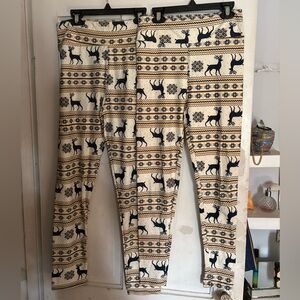 Set of two mother daughter Festive Reindeer Print Leggings